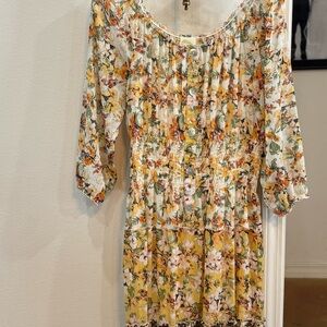Fig and Flower Multicolor Floral Long Sleeve Dress